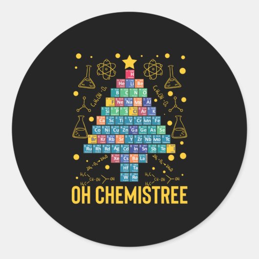 Oh Chemistree Science Christmas Tree Chemistry Runder Aufkleber (Vorderseite)