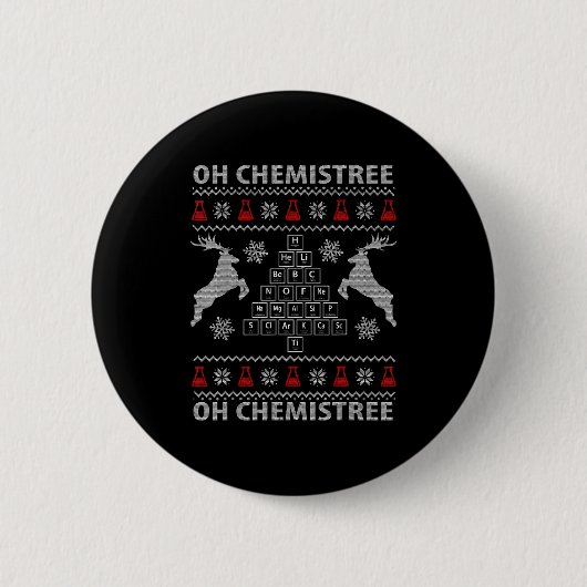 Oh Chemistree Ugly Christmas Sweater Science Stude Button (Vorderseite)