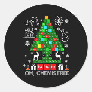 Oh Chemistree Wissenschaftler Chemische Weihnachte Runder Aufkleber