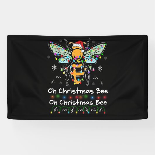 Oh Christmas Bee Bee Weihnachtsmannmütze Bee Light Banner (Horizontal)