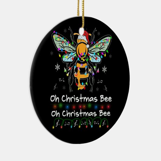 Oh Christmas Bee Bee Weihnachtsmannmütze Bee Light Keramik Ornament (Rechts)