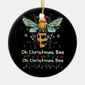 Oh Christmas Bee Bee Weihnachtsmannmütze Bee Light Keramik Ornament (Vorne)
