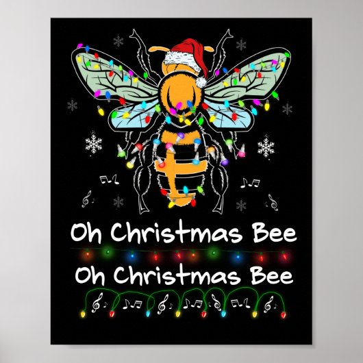 Oh Christmas Bee Bee Weihnachtsmannmütze Bee Light Poster (Vorne)
