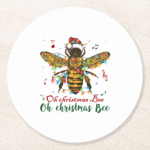 Oh Christmas Bee Oh Christmas Bee Light Runder Pappuntersetzer