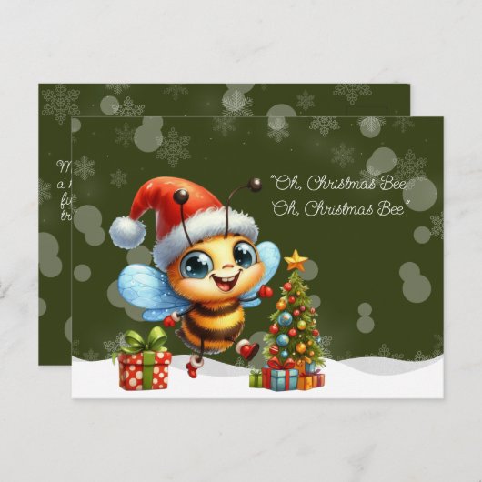 "Oh, Christmas BEE, Oh, Christmas BEE" Postkarte (Vorne/Hinten)