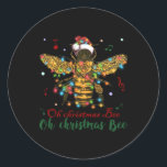Oh Christmas Bee | Oh Christmas Bee Runder Aufkleber<br><div class="desc">Oh Christmas Bee | Oh Christmas Bee</div>