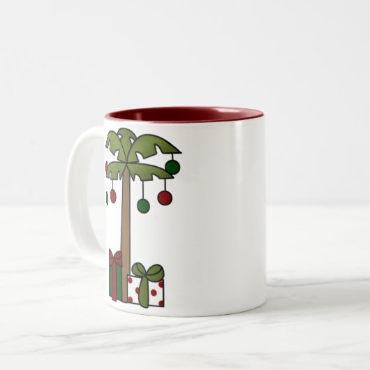 Oh Christmas Palm Tree Zweifarbige Tasse (Vorderseite Links)
