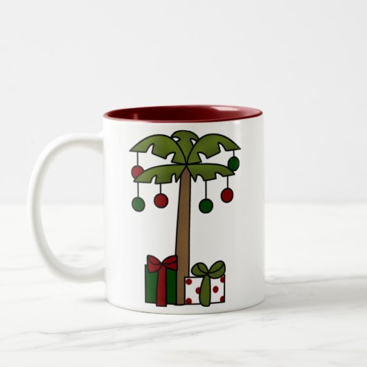 Oh Christmas Palm Tree Zweifarbige Tasse (Links)