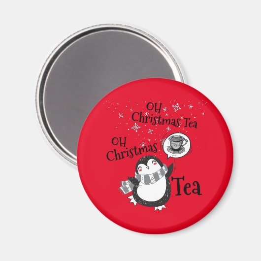 Oh Christmas Tea Penguin Lover - Tea Drinker Magnet (Vorderseite/Rückseite)