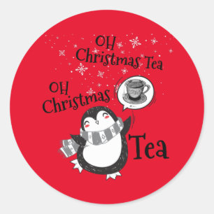 Oh Christmas Tea Penguin Lover - Tea Drinker Runder Aufkleber