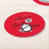 Oh Christmas Tea Penguin Lover - Tea Drinker Runder Pappuntersetzer (Angewinkelt)