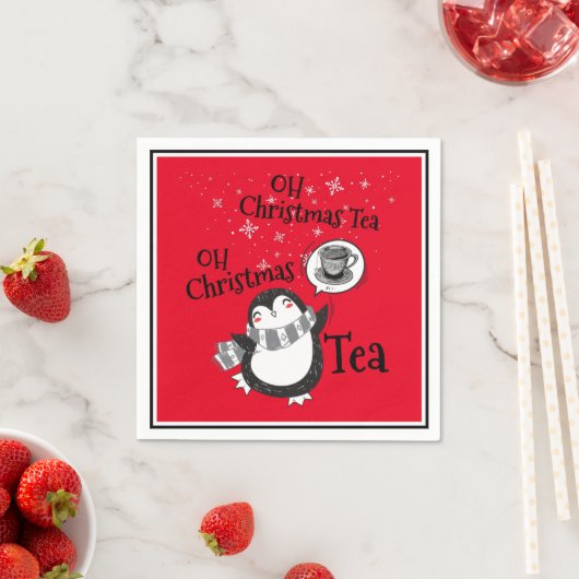 Oh Christmas Tea Penguin Lover - Tea Drinker Serviette (Beispiel)
