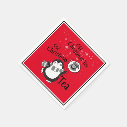 Oh Christmas Tea Penguin Lover - Tea Drinker Serviette (Ecke)