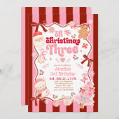 Oh Christmas Three 3rd Birthday Invitation Einladung (Vorne/Hinten)