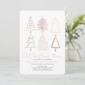Oh Christmas Three Boho Pink Trees 3rd Birthday Einladung (Stehend Vorderseite)