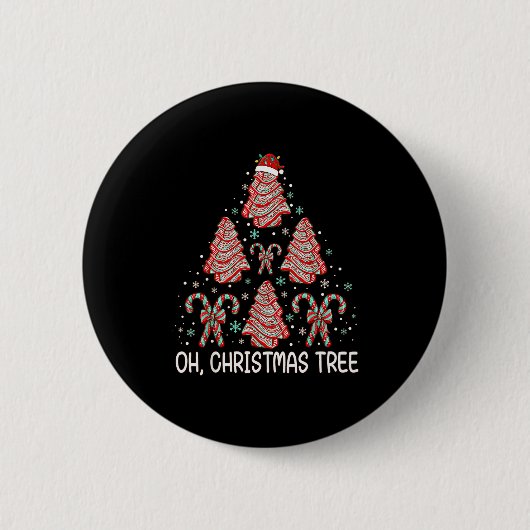 Oh Christmas Tree Cakes Funny Debbie Becky Jen Cak Button (Vorderseite)