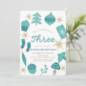 Oh Christmas Tree Holiday Green 1st Birthday Einladung (Stehend Vorderseite)