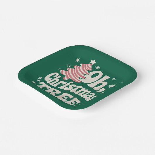 Oh Christmas Tree Light Merry Christmas Xmas  Pappteller (Gewinkelt)