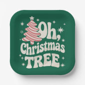 Oh Christmas Tree Light Merry Christmas Xmas  Pappteller (Vorderseite)