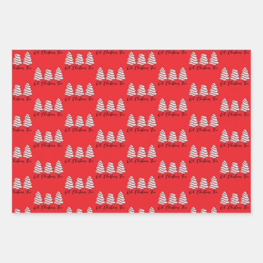 Oh Christmas Tree Little Debbie Cakes Gift Wrap Geschenkpapier Set (Vorderseite 2)