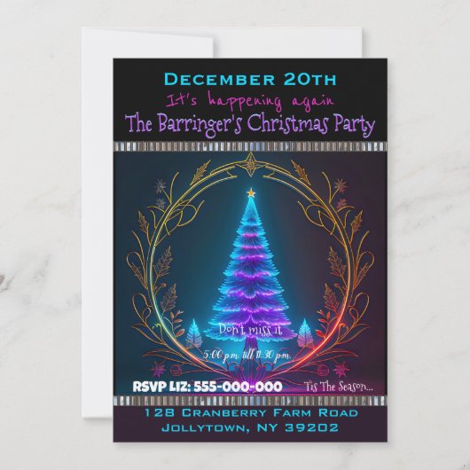Oh Christmas Tree Party Time Einladung (Vorderseite)