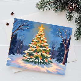Oh Christmas Tree Watercolor Feiertagspostkarte