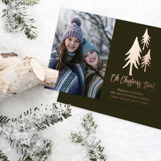 Oh Christmas Trees Foto Foil Holiday Card Folien Feiertagskarte