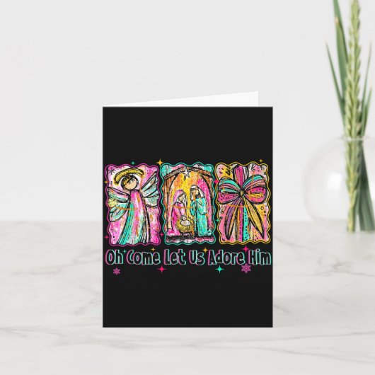 Oh Come Let Us Adore Him Christian Christmas Coque Karte (Vorderseite)