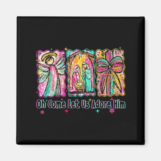 Oh Come Let Us Adore Him Christian Christmas Coque Magnet (Vorne)