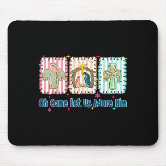 Oh Come Let Us Adore Him Christian Christmas Coque Mousepad (Vorne)
