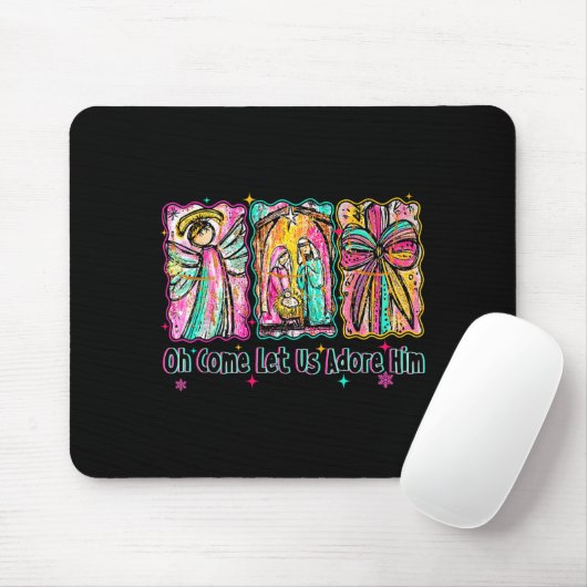 Oh Come Let Us Adore Him Christian Christmas Coque Mousepad (Mit Mouse)