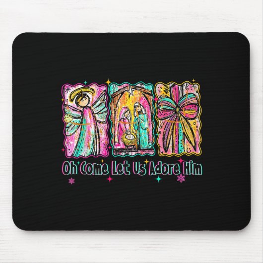 Oh Come Let Us Adore Him Christian Christmas Coque Mousepad (Vorne)