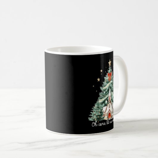 Oh Come Let Us Adore Him Christian Jesus Christmas Kaffeetasse (VorderseiteRechts)