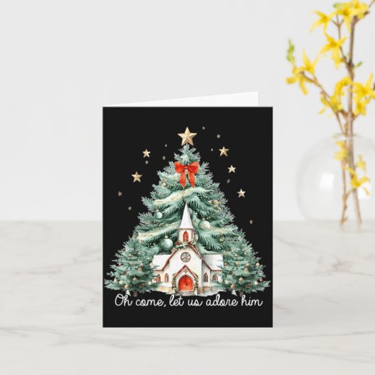 Oh Come Let Us Adore Him Christian Jesus Christmas Karte (Gelbe Blume)