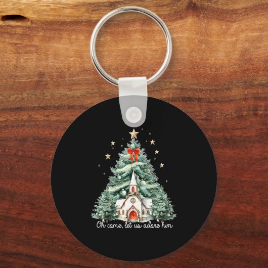 Oh Come Let Us Adore Him Christian Jesus Christmas Schlüsselanhänger (Vorderseite)