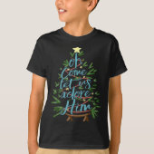 Oh Come Let Us Adore Him, Christmas Tree Quote T-Shirt (Vorderseite)