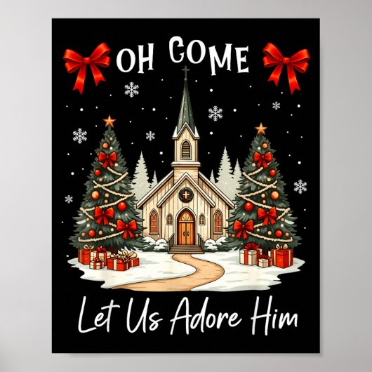 Oh Come Let Us Adore Him Jesus Christmas Xmas Tree Poster (Vorne)
