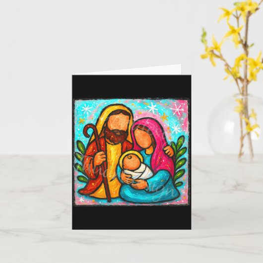 Oh Come Let Us Adore Him Jesus Nativity Scene Chri Karte (Gelbe Blume)