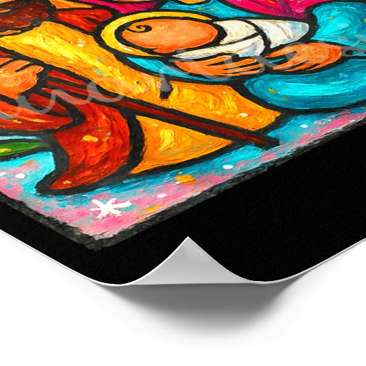 Oh Come Let Us Adore Him Jesus Nativity Scene Chri Poster (Ecke)