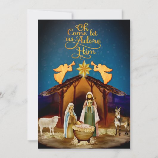 "Oh Come Let Us Adore Him" Krippe Weihnachten (Vorderseite)