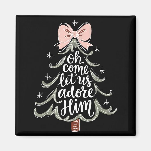 Oh Come Let Us Adore Him Nativity Christmas Tree C Magnet (Vorne)