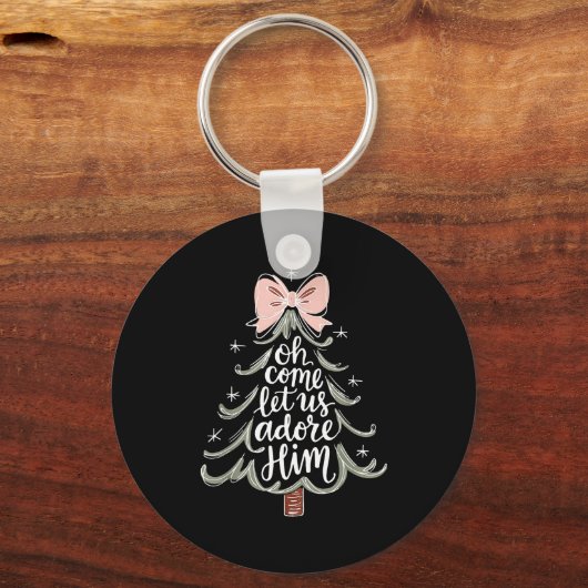 Oh Come Let Us Adore Him Nativity Christmas Tree C Schlüsselanhänger (Vorderseite)