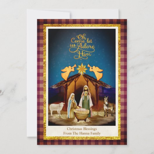 "Oh Come Let Us Adore Him" Weihnachten Geburt Jesu (Vorderseite)