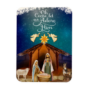 "Oh Come Let Us Adore Him" Weihnachten Geburt Jesu Magnet