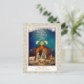 "Oh Come Let Us Adore Him" Weihnachtsgeschichte Postkarte (Stehend Vorderseite)