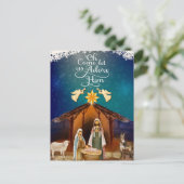"Oh Come Let Us Adore Him" Weihnachtsgeschichte Postkarte (Stehend Vorderseite)