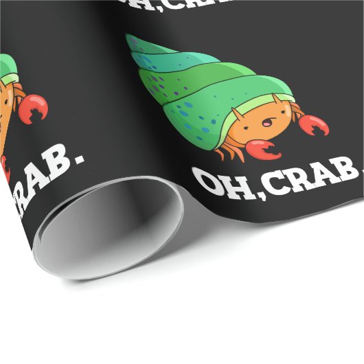 Oh Crab Funny Crab Phrase Pun Dark BG Geschenkpapier (Rolleneckpunkt)