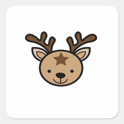 Oh Cute Deer Minimal Design Quadratischer Aufkleber (Vorderseite)