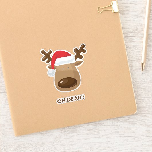 Oh Dear Funny Reindeer Christmas for Nature Lovers Aufkleber (Notizbuch)