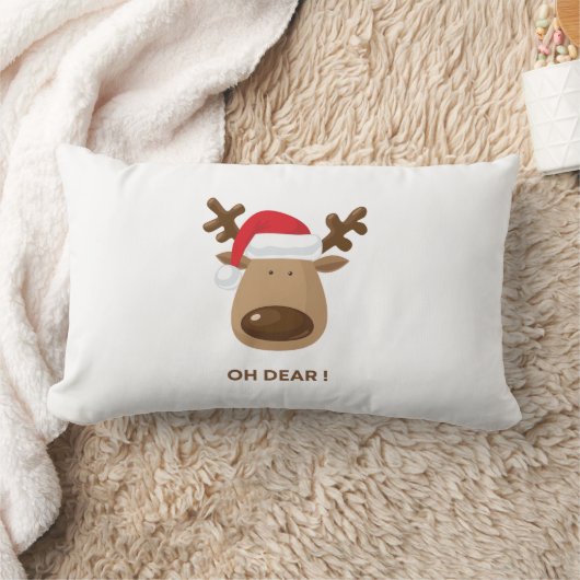 Oh Dear Funny Reindeer Christmas whimsical font  Lendenkissen (Decke)